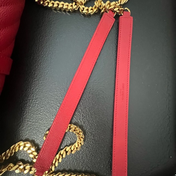 💄 YSL Grain De Poudre Matelasse Chevron Large Monogram Satchel Lipstick Red - Picture 8 of 13